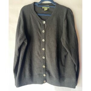 Eddie Bauer Black Cotton Blend Knit Cardigan Sweater Womens‎ XXL